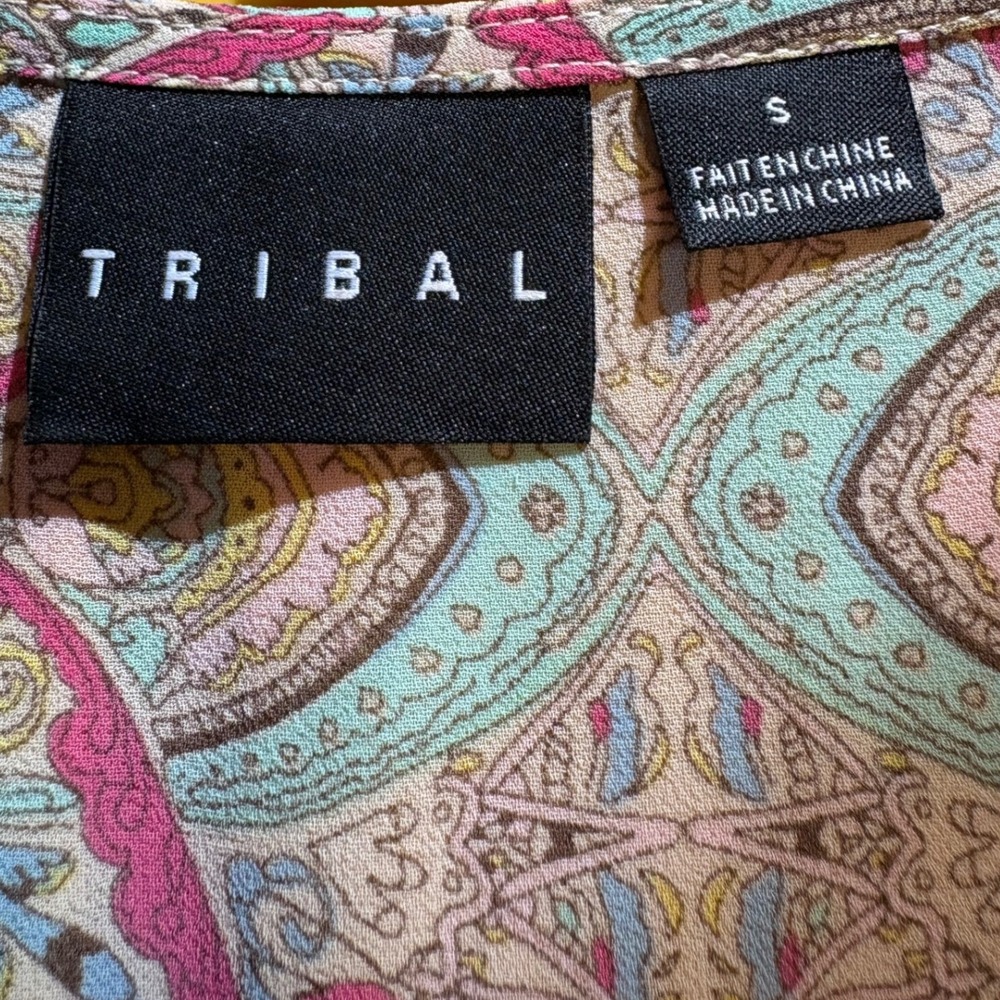 Tribal Womens Sleeveless Kaleidoscope Mandala Print‎ Keyhole Top  Small - Picture 7 of 7